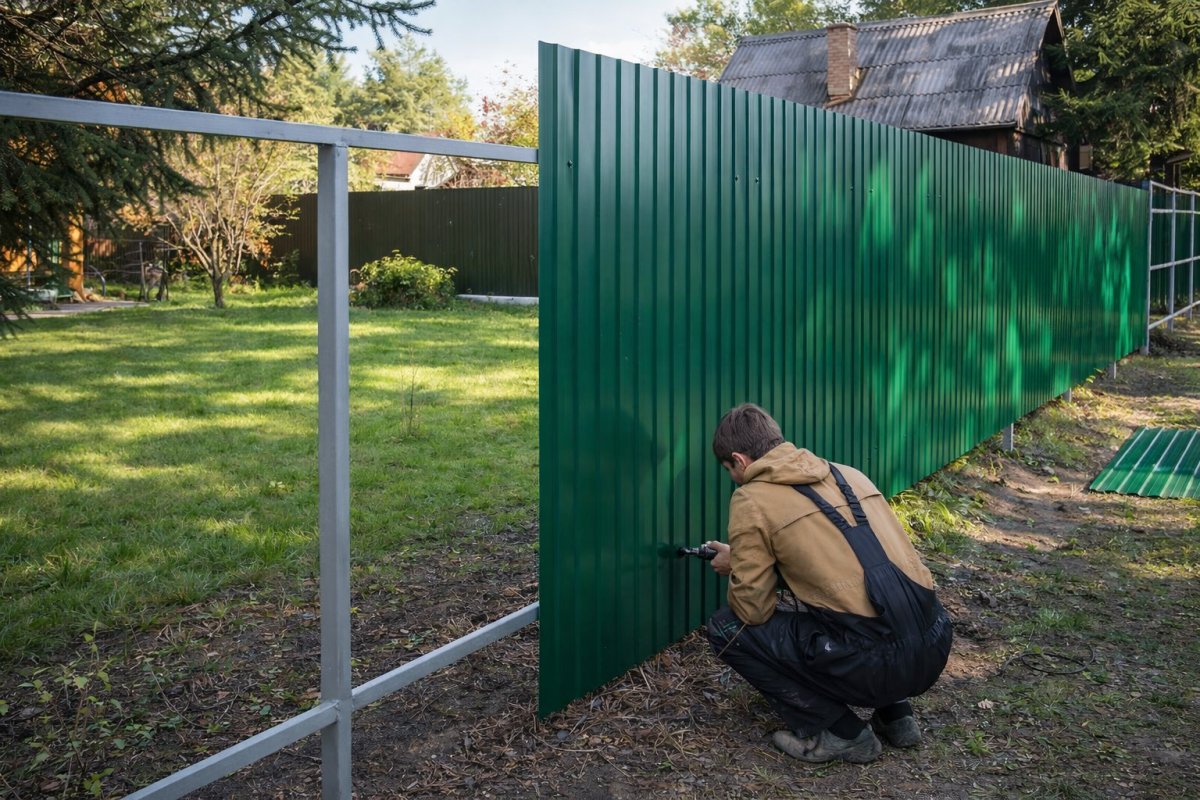Монтаж секцій паркану